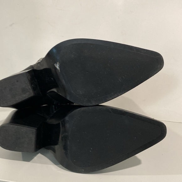 Zara Black Studded Leather Heeled Ankle Size 6 - Picture 9 of 14